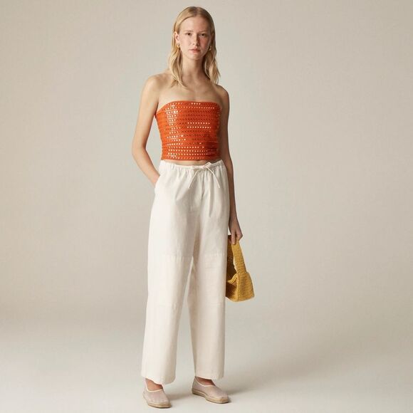 NWT J CREW Relaxed utility pant in cotton blend in Summer Linen Ivory - Picture 2 of 7